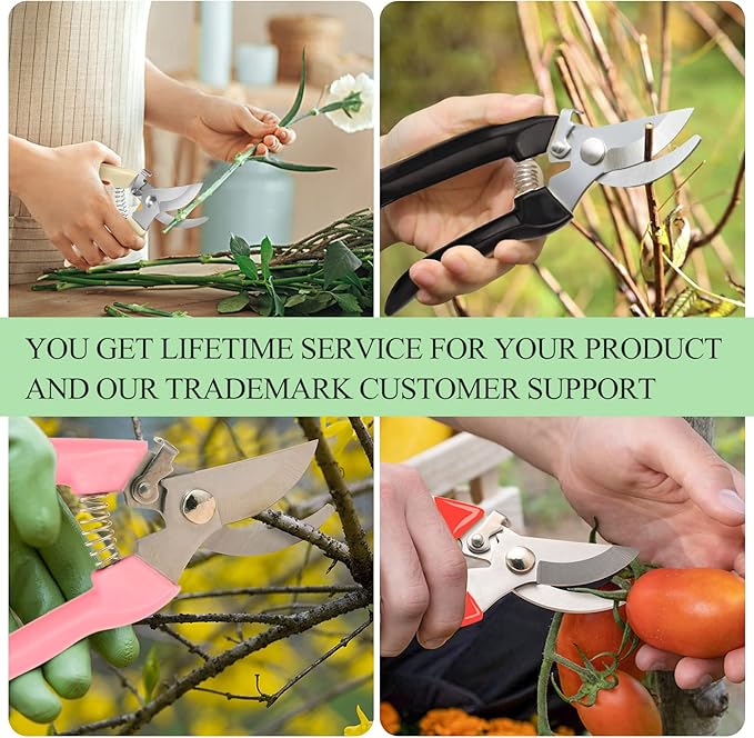 Premium garden shears, meperez pruning scissors gardening tools, pruners for flower, bushes, rose and fruit tree, use for florist, yard and orchard the plant clippers, sharp steel anvil snips