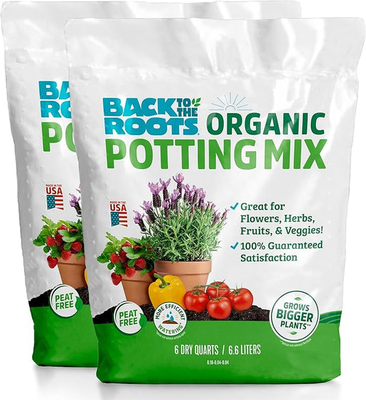 Back to the Roots 100% Organic Potting Mix (Value 12 Quart) | Premium Blend | Made in The USA