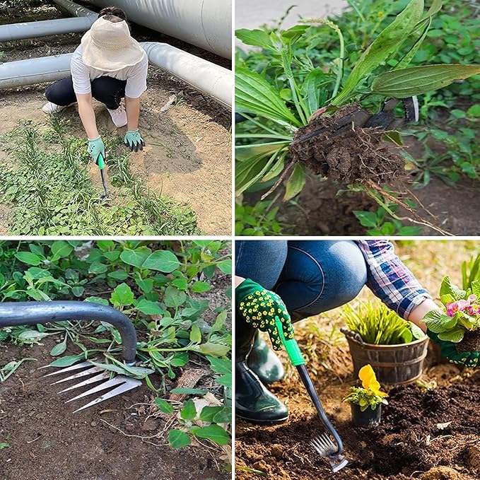 2Pcs Gardening Hand Weeder Tools, Weeding Artifact Uprooting Weeding Tool, Sharp Manganese Steel Weed Puller Tool, Manual Garden Weeders Tools for Vegetable Backyard Loosening Planting Weeding