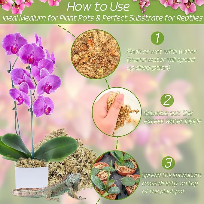 ZeeDix 1500g Premium Sphagnum Moss for Plants, 60QT Natural Long Fibered Orchid Moss Sphagnum Peat Moss Bulk for Carnivorous,Orchid,Sarracenia,Succulent,Venus Fly Traps and Reptiles