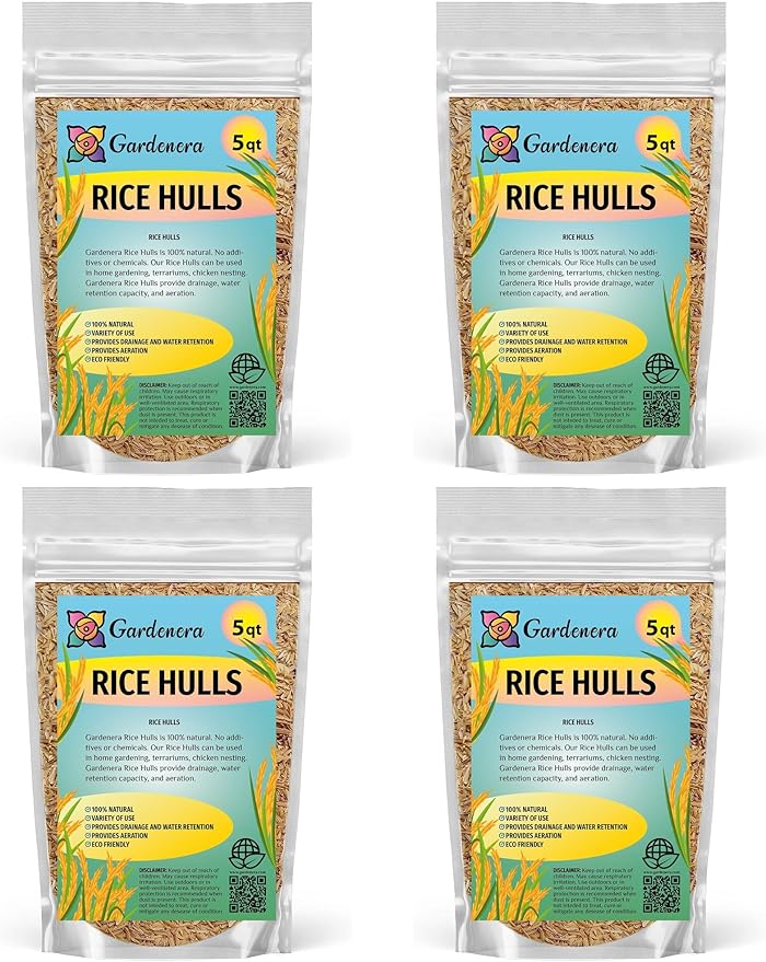 Rice Hulls - Enhance Your Garden's Sustainability: Promote Plant Health, Reduce Soil Erosion, and Support Biodiversity - 20 QUARTS