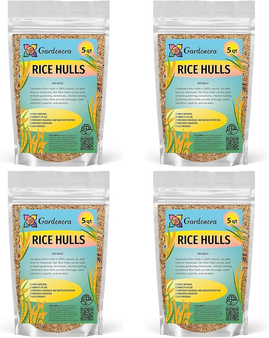 Rice Hulls - Enhance Your Garden's Sustainability: Promote Plant Health, Reduce Soil Erosion, and Support Biodiversity - 20 QUARTS