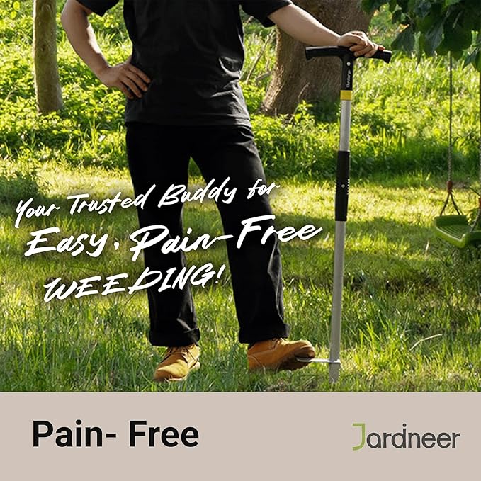 Jardineer Weeder Puller Tool Stand Up, 41 inch Long Handle Weed Tool Remover, Easy-Eject Handle for Easily Weeding for Gardening