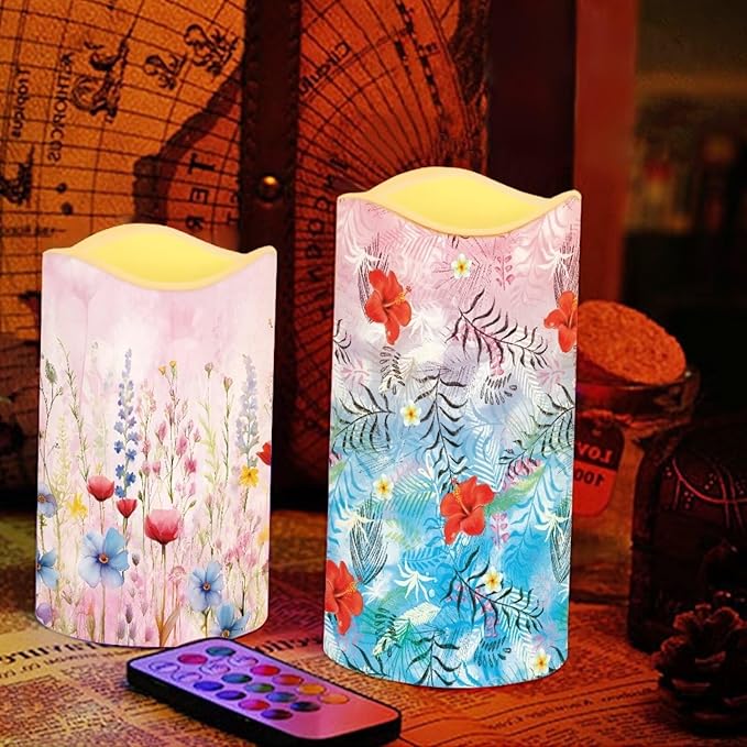 Ystardream Candle Sets for Women Gift Elegant Flower Flickering Flameless Candles Unity Candles for Wedding Ceremony Set,Beautiful Addition to Any Dinner Table,Bedroom,Outside Party