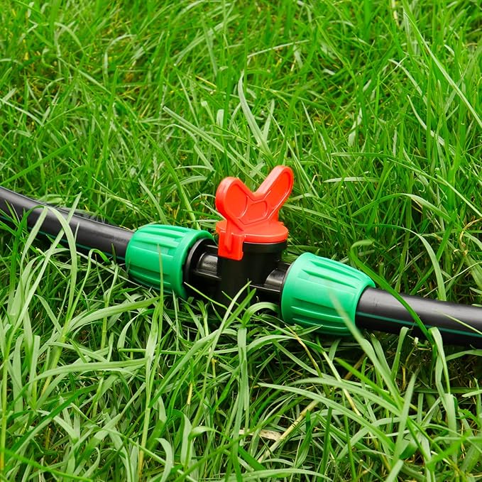 1/2 Inch Drip Irrigation Valve, 10 Pcs 1/2" In-Line Barbed Locked Switch Valves For 1/2 Inch Drip Tubing (0.60"-0.63" OD), 1/2 in. Shut Off On Valve Drip Line Parts For Garden Sprinkler Systems