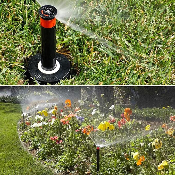 Replacement Pop up Rainbird Sprinkler Heads, 16PCS Adjustable Sprinkler Nozzle Variable Arc Nozzle Irrigation Drippers Sprinklers 9.8 Feet Compatible with Hunter, Orbit Pop-up Sprinklers, (10 Van)