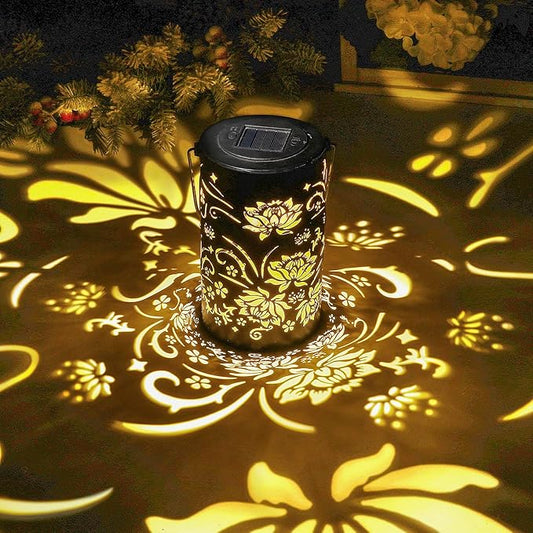 Solar Lanterns Outdoor Hanging Waterproof Metal Lotus Pattern Lanterns for Garden Patio Yard Lawn Front Porch Decor as Birthday Gifts for Mom Grandma Women