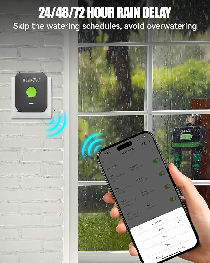 RainPoint WiFi Water Timer for Garden Hose with Brass Inlet, 2-Zone Smart Hose Timer, Sprinkler Timer WiFi Irrigation Controller, Automatic Watering System for Lawns and Yard