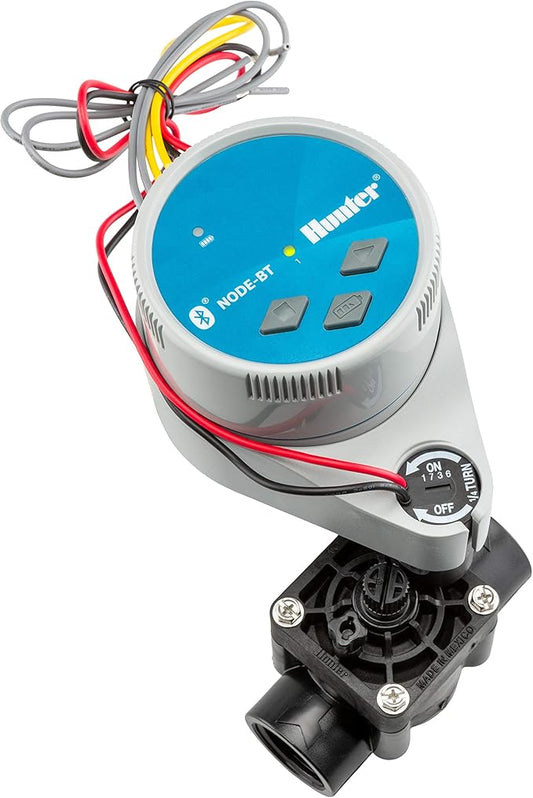 Hunter Node-BT-100-Valve Single Zone Bluetooth Enabled Irrigation Controller w/ PGV-101G DC Solenoid One Station 9V Timer NODEBT100VALVE