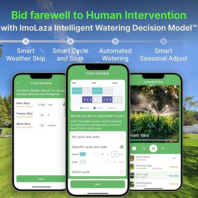 ImoLaza ET Master 4th Gen Smart Sprinkler Controller: Upgraded 16-Zone WiFi Irrigation Controller with Automated Watering, App Control, Smart Weather Skips and Fault Alerts