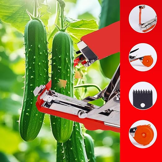 Plant Tying Machine Taper Tool Garden Plant Tape Tool for Grapes, Raspberries, Tomatoes and Vining Vegetables, Comes with 21 Rolls of Tapes and 1 Box of Staple (Green)
