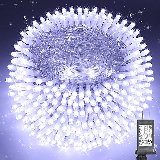 175Ft Christmas Lights Outdoor, 500 LED Christmas String Lights with 8 Modes, Timer, Waterproof Fairy Twinkle Lights for Christmas Party, Garden, Wedding, Holiday, Xmas Tree Decorations (White)