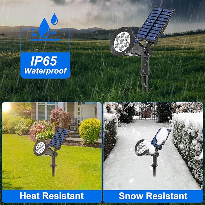 T-SUN Solar Spotlights, Color Changing 7 LED Waterproof Solar Garden Lights, Auto ON/OFF Adjustable Landscape Spot Lights, 2-IN-1 Solar Wall lights for Patio, Yard, Garden, Driveway, Pool Area(2 Pack)