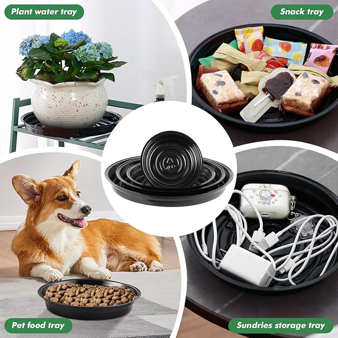 20 Pack 12 Inch Plant Saucer, Black Plant Saucers for Indoors Outdoors, Large Plastic Plant Saucer for Plant Pots Plant Water Catcher Tray, Flower Pot Saucers Bulk Plant Drip Trays for Potted Plants