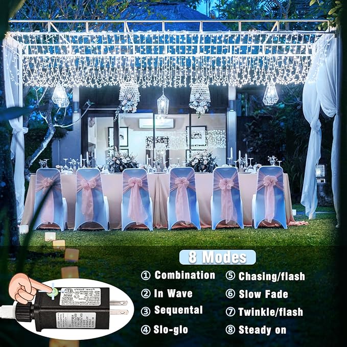 500 LED Christmas Lights Outdoor - 165FT Super Long Christmas String Lights 8 Modes Waterproof Plug in Fairy Lights with Timer Memory for Indoor Xmas Tree Holiday Party House Decorations, Cool White