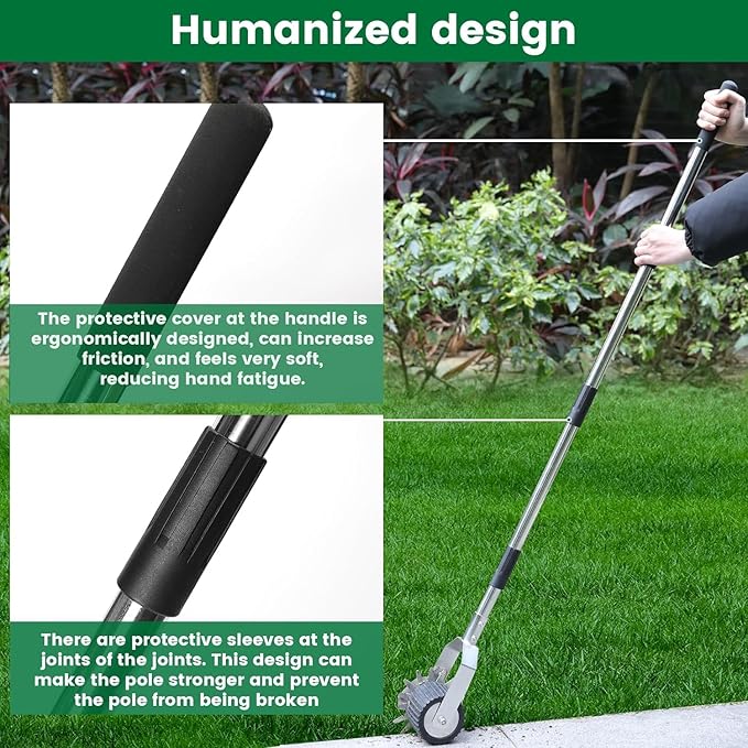 Wheel Rotary Manual Edger Lawn Tool, Hand Edger Lawn Tool Made of Stainless Steel, Adjustable Length, Ideal for Precise Grass Trimming Along Sidewalks, Garden, Driveways, and Flower Bed