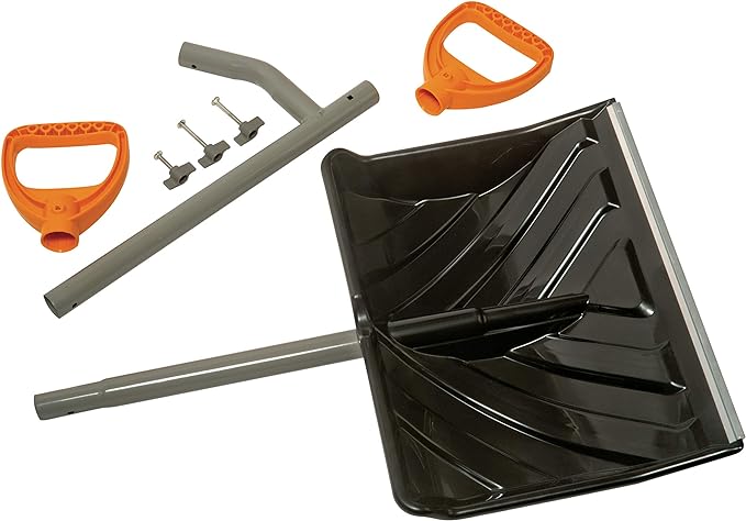 ERG-SNSH18 Steel Shaft Impact Resistant Snow Shovel, 18-Inch Shovel, 48-Inch Shaft, Push/Scoop Combination Blade, Polycarbonate Shovel