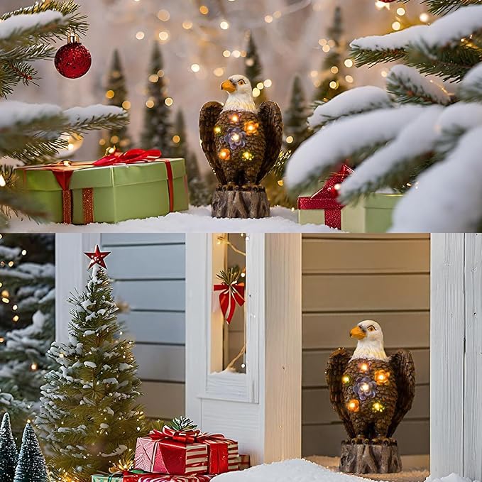 TAKE ME Gardening Gifts Outdoor Decor Eagle Solar Lights Christmas Garden Gifts for Eagle Lovers Birthday Gifts for Women Garden Decor Patio Yard Decor (Brown Eagle)