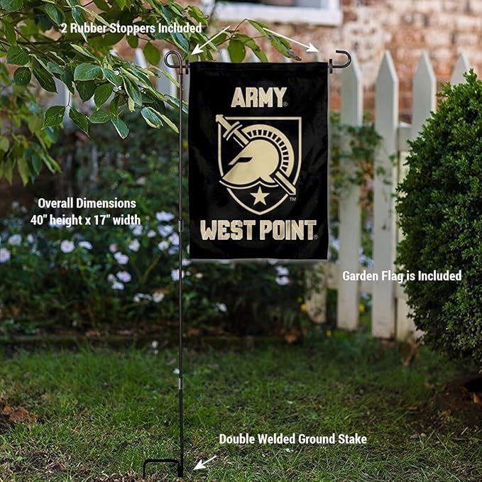 College Flags & Banners Co. Army Black Knights Athena Garden Flag with Stand Holder