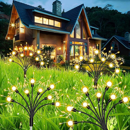 Solar Garden Lights 4 Pack - Outdoor Waterproof Decorative Fairy Lights for Yard, Pathway, Flowerbed, Balcony, Patio & Garden Decor