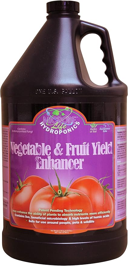 Microbe Life Hydroponics Fruit and Vegetable Plant Growth Yield Enhancer Supplement, Plant Nutrients for Better Growth and Yield, Use with Any Feeding Systems Including Hydroponics or Soil, 1 Gallon