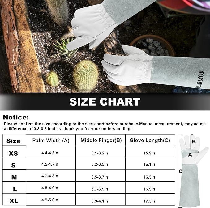 Long Gardening-Gloves Women/Men-Thorn proof Rose Pruning Heavy Duty Gauntlet-XL