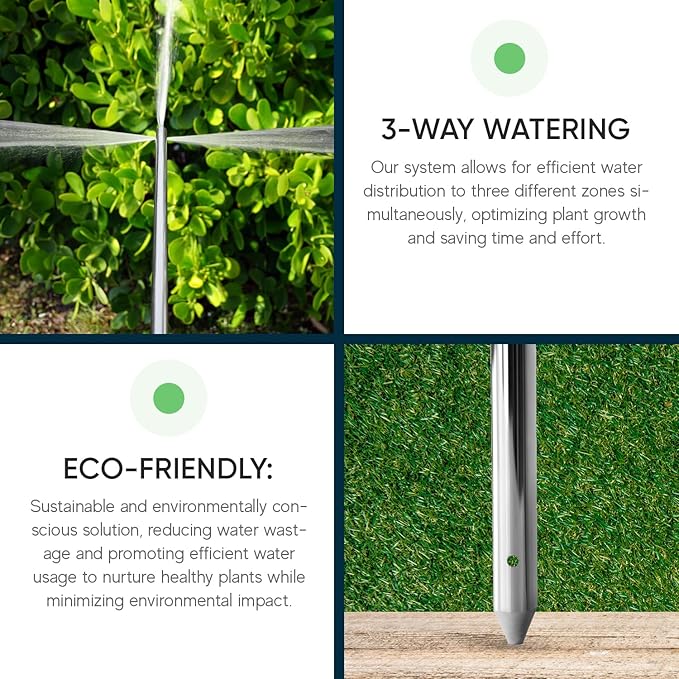 Varomorus Stainless Steel Deep Root Tree Watering Tool Irrigation System Wand T-Handle with Valve