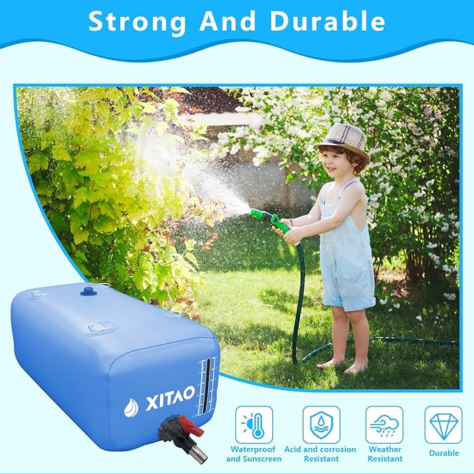 XITAO 29Gal Large Capacity Water Storage Bladder Containers w/Water Level Indicator Portable Foldable Emergency Water Tank Bag for RVs, Drought Resistance, Fire Prevention, Agricultural Irrigation