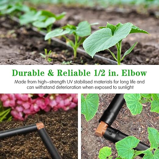 Drip Irrigation Barbed Elbow：20 Pack Drip Irrigation Elbow Parts Fits for 1/2 Inch Drip Irrigation Tubing 17mm 0.600" ID Elbow Connectors for Patio Lawn Garden