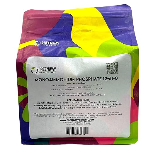 Greenway Biotech's Monoammonium Phosphate Fertilizer 12-61-0 Contains 12% Nitrogen and 61% Phosphorus- The Ultimate Plant Growth and Blooming Enhancer for Hydroponics and Soil Use - 2 Pounds