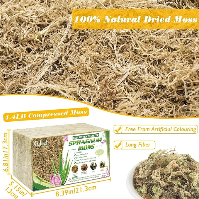 Halatool 4.4LBS Natural Sphagnum Moss for Plants 85 QT Premium Peat Moss Dried Long Fiber Orchid Moss for Orchid Repotting Carnivorous Succulents Garden Flowers Crafts Terrarium and Reptiles