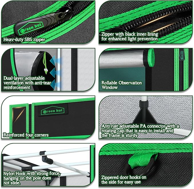 60"x60"x78" 600D Mylar Hydroponic Growing Tents for Plants Inside Reflective Grow Tent Growing Room Hydroponic System 5x5 Grow Tent