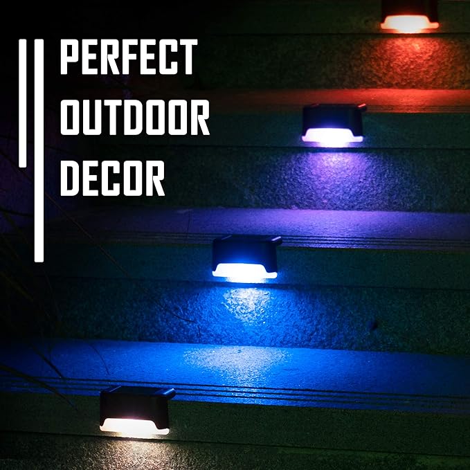 GIGALUMI 16 Pack Color Changing Solar Deck Lights Outdoor Waterproof for Outdoor Stair, Step, Fence, Patio and Yard.