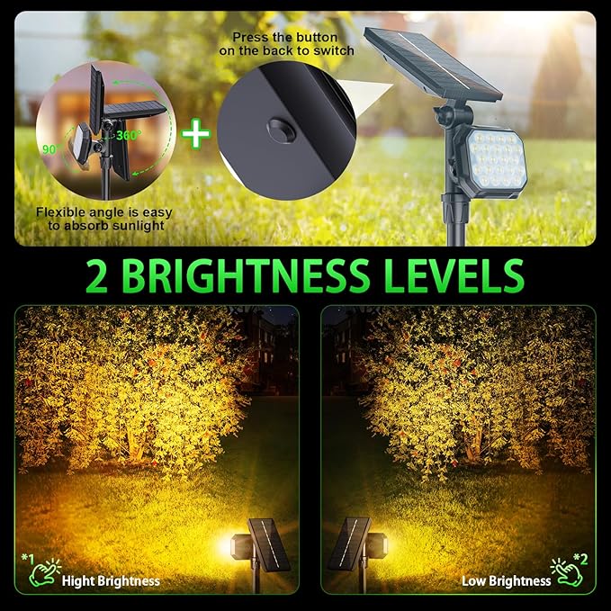 JSOT Solar Outdoor Lights - 4 Pack Solar Spot Lights Spotlights for Outside Landscape Lighting for Garden Tree Yard Pathway (Warm Light)