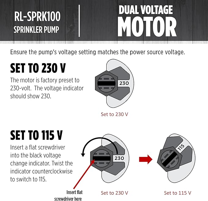 Red Lion 97101001 RL-SPRK100 Sprinkler Pump with Thermoplastic Impeller, 1 HP, 63 GPM, 115/230 Volt, Red