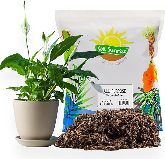 All-Purpose Compost Blend (4 Quarts), Deluxe Mix for Indoor/Outdoor Plants w/Mushroom Compost and Worm Castings