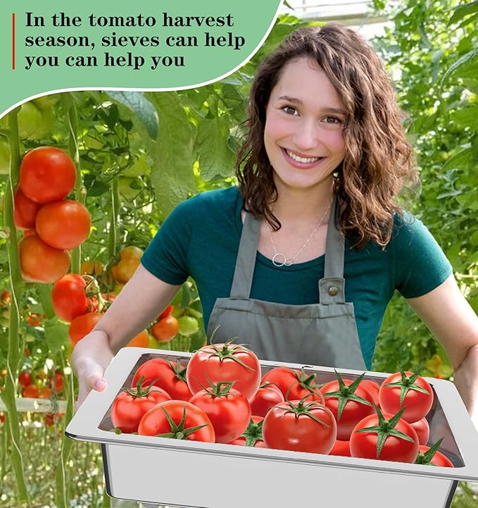 Soil Sifter Strainer Sift Screen Composter - Stainless Dirt sifter,16"Rock Sifter,Bonsai Sifter for Gardening,Metal Soil Sieve Set,2 Interchangeable net Compost Sieve,Substitute Wooden Garden Sifter.
