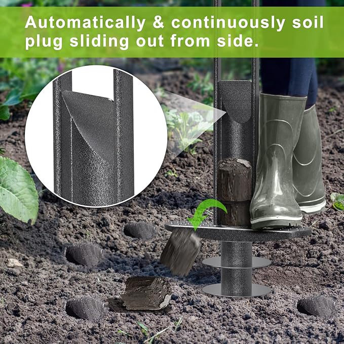 Dolibest Bulb Planter Tool with Soft Rubber Grip, Weeding Tool with Adjustable Depth (2-4-6''), Sod Plugger with Centre Auto Dump Design- The Ultimate Gardening Tool for Planting Bulbs and More