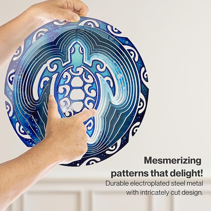 VP Home Tribal Turtle Kinetic Wind Spinners for Yard and Garden Wind Spinner Outdoor Metal Large Hanging Turtle Decor 3D Garden Art Wind Sculpture Spinners Kinetic Art Lawn Ornaments, 12x15 inches