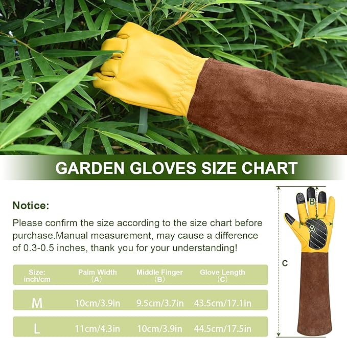 Womens Gardening Weeding Working Gloves, Leather Garden Glove for Women Thorn Proof No Stab for Digging, Planting,Pruning