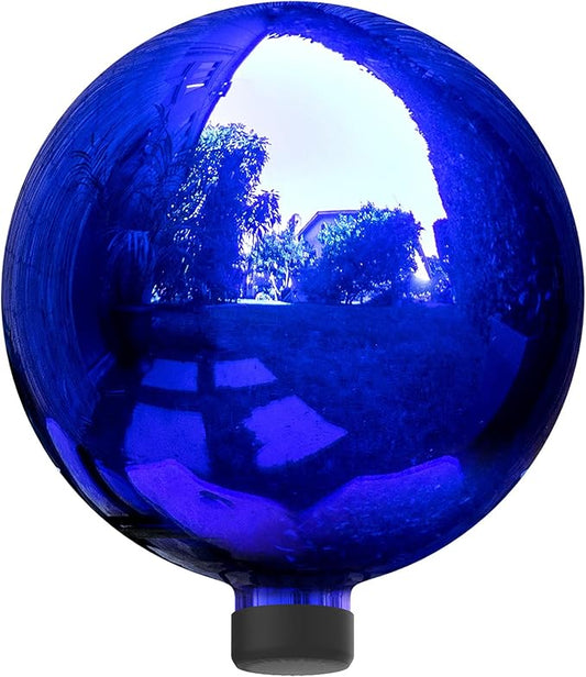 Alpine Corporation 10" Diameter Indoor/Outdoor Glass Gazing Globe Festive Yard Décor, Blue
