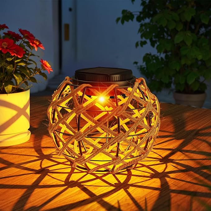 JSOT Solar Hanging Lights - Outdoor Lanterns Solar Light for Outside Hanging Lanterns Decorative Gifts for Women Front Porch Patio Yard Garden Tree Warm White 1 Pack