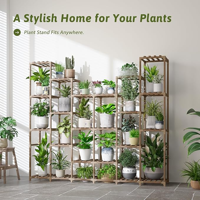 22 Tiers Plant Shelf for Plants Large Indoor Plant Stand Plant Rack Extra Large Wood Plant Stands for Hanging Plant Holder for Patio Balcony Garden