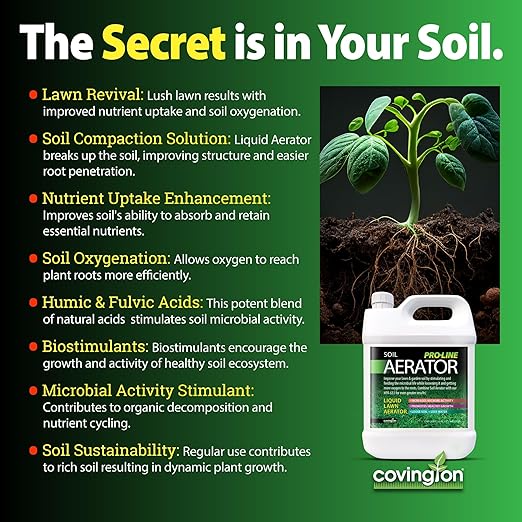 Covington Liquid Lawn Aerator PRO-LINE Liquid Aeration for Lawn, Soil Conditioner and Loosener for Compact Clay Soils, The Ultimate Aerating Humic Acid Lawn Revival & Soil Compaction Solution