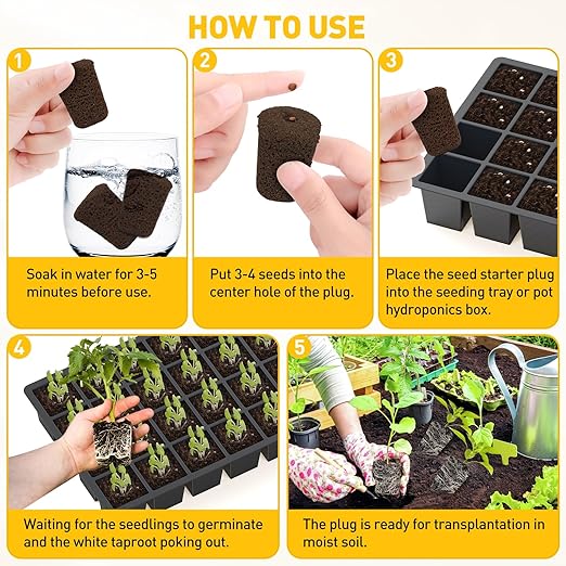 60 Pcs Square Seed Starter Plugs Hydroponic Sponges Grow Pods, Replacement Root Growth Cubes for Seeds or Cuttings Suitable for Growing System and Soil, Generally Planting Pods for Seedling Vegetable