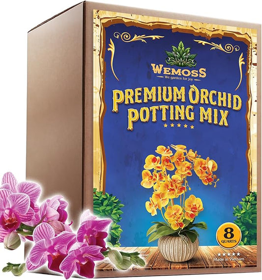 Orchid Potting Mix for Repotting - Pine Bark Mulch, Perlite Stone & Coco Fiber Natural Ingredients - Orchid Bark Potting Mix, Orchid Repotting Kit Drainage Indoor Potting Medium 2QT (8 Quarts)