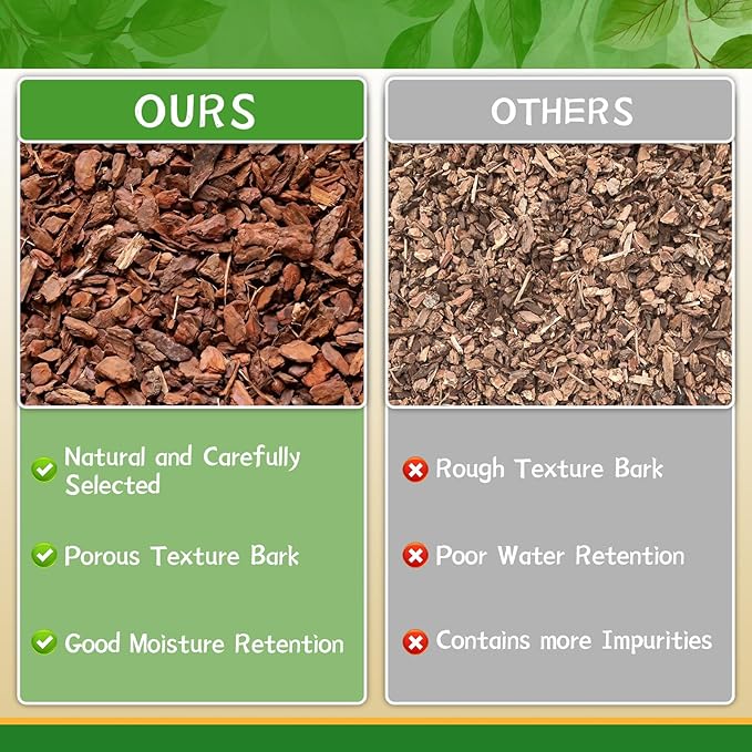 Legigo 6 Quarts Organic Orchid Potting Bark- All Natural Orchid Bark Potting Mix Pine Bark Wood Chips for Houseplant Mulch, Orchid Plants Root Development