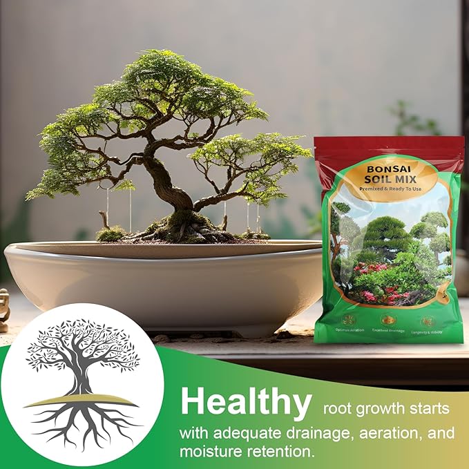 Bonsai Soil Mix 1qt, Potting Soil Mix Ready to Use for Bonsai Tree and Indoor Plants, Composed of Akadama, Lava Rock, Prumice, Bark