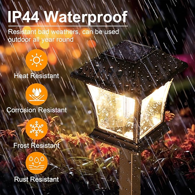 ODEETRONIC Solar Pathway Lights - 6 Pack Solar Garden Lights with Tungsten Filament Bulb, Solar Landscape Lights Outdoor Walkway Lights Waterproof for Lawn Yard Patio Fence Driveway Decor, Warm White