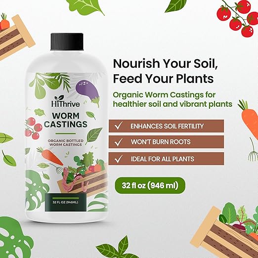 32oz Worm Castings for Plants - Makes 64 Gallons of Earthworm Castings Compost Tea, Liquid Worm Casting – Nutrient-Rich Organic Compost Worms for Healthier Soil & Vibrant Plant Growth